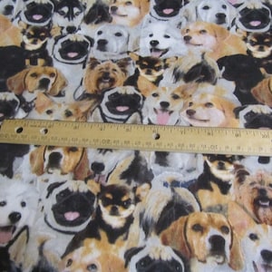 Black/Brown with Packed Dogs Flannel Fabric by the Yard