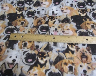 Black/Brown with Packed Dogs Flannel Fabric by the Yard