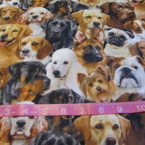 Multicolored Packed Dogs Cotton Fabric by the Yard