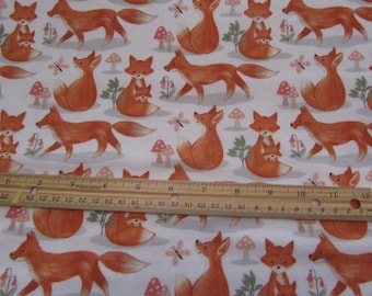 White 3 Wishes Babies in Bloom Mommy and Me Fox Flannel Fabric by the Yard