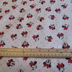 White Camelot Fabric Minnie Mouse Faces Polka Dot Cotton Fabric by the Yard