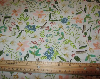 White Riley Blake Wildwood Wander Flowers Cotton Fabric by the Yard