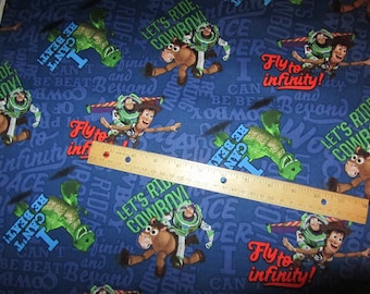 Navy Blue Toy Story Character/Buzz and Woody Cotton Fabric by the Yard
