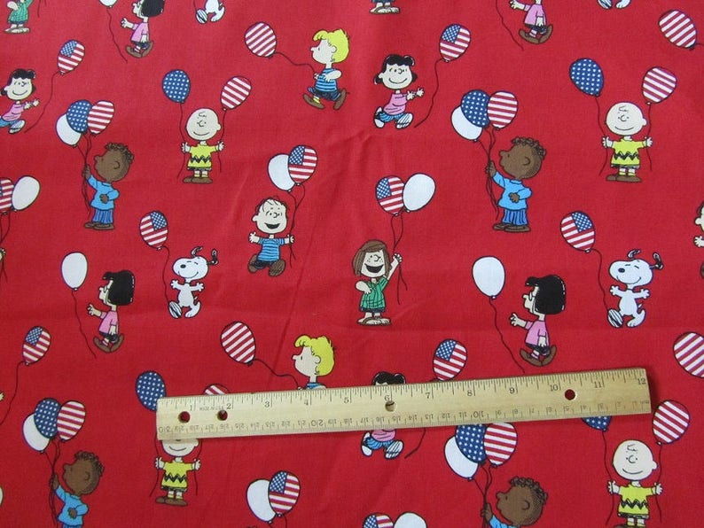 Red Peanuts Gang Patriotic Fourth of July Cotton Fabric by the Etsy