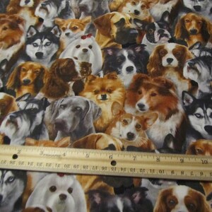 Multicolored Packed Dogs/Puppies Cotton Fabric by the Yard