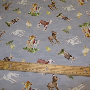 Slate Blue Clothworks Farm Life Baby Farm Animals Cotton Fabric By the Yard