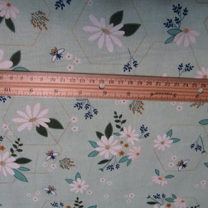 Mint Green Riley Blake Daisy Fields Flower Cotton Fabric by the Yard