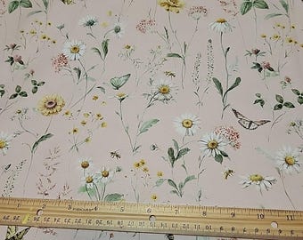 Pink Riley Blake Love Me More Flowered Cotton Fabric by the Yard