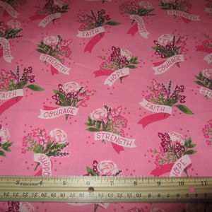 Pink Breast Cancer Awareness Cotton Fabric: Riley Blake Hope in Bloom