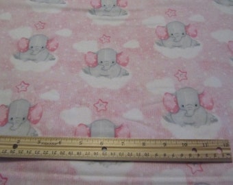 Pink Elephants In the Clouds Flannel Fabric by the Yard