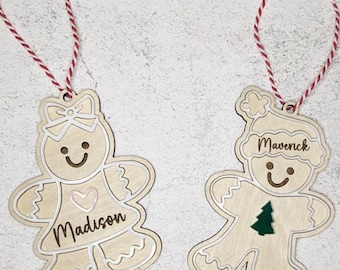 Personalized Wooden Gingerbread Ornament - Custom Christmas Decor