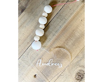 Personalized Heart Doorknob Hanger, Wood Bead Decor
