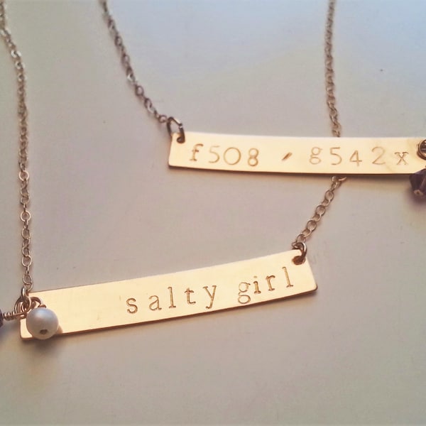 Cystic Fibrosis Necklace, Salty Girls Necklace, CF Necklace, 65 Roses Necklace, Personalized Necklace, Hand stamped Necklace, F508 Necklace,