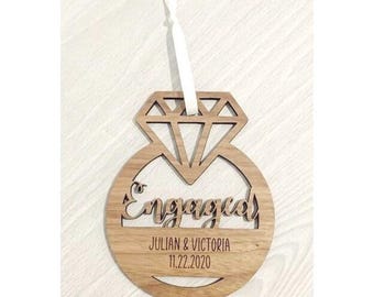 Thoughtful Engagement Gift for Her - Personalized Ring Ornament