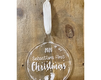 Personalized Baby's First Christmas Ornament, Clear Ornament
