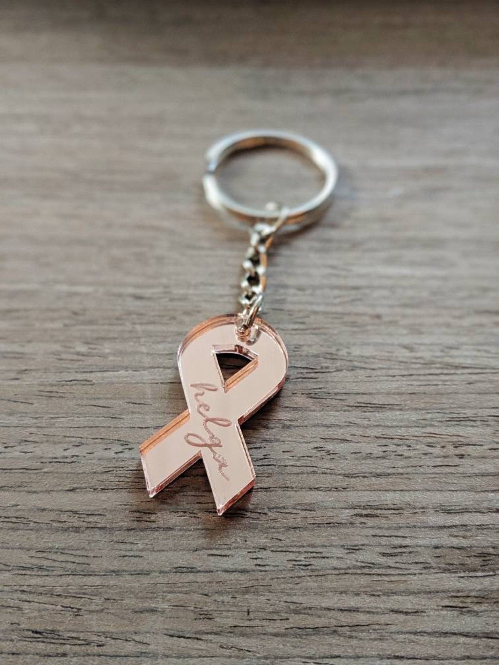 Personalized Breast Cancer Keychain Pink Ribbon Keychain Etsy