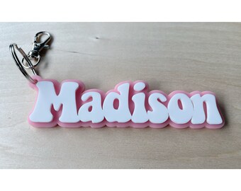 Personalized 3D Acrylic Name Keychain | Retro Tag