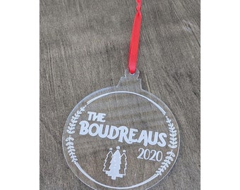 Personalized Family Christmas Ornament - Custom Name & Year - Holiday Decor