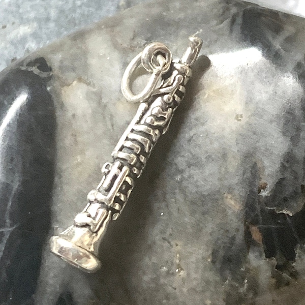 Sterling Oboe Charm, Oboe Charm, Marching Band Jewelry, Musical Instrument Charm, Sterling Orchestra charms,Woodwind charm, Oboe Necklace