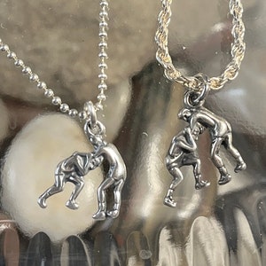Sterling Wrestler Charm, Sterling Wrestling Charm, Sterling Wrestler Charm, Wrestling Jewelry, Wrestler Mom, Wrestling Necklace