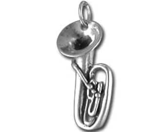 Tuba Charm Sterling Silver for Music or Band Themed Jewelry Designs