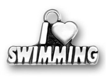 I Love Swimming Charm, Swimming Charms, Swim Jewelry, Swimming Jewelry, Love to Swim Heart, Swimmer Jewelry