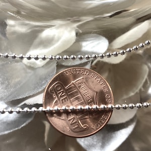 Sterling Silver Bead Chain, Sterling Silver Ball Chain, Beaded Necklace, 1.2mm Ball Chain Necklace, Sterling Silver Necklace. Italian bead