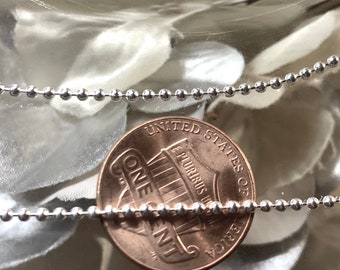 Sterling Silver Bead Chain, Sterling Silver Ball Chain, Beaded Necklace, 1.2mm Ball Chain Necklace, Sterling Silver Necklace. Italian bead