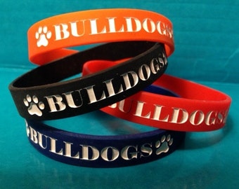 Bulldogs Bracelet, Bulldogs Jewelry, Bulldog Charm, Bulldog Mascot Jewelry, Bulldog silicone bracelet, Marine Corps mascot