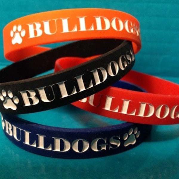 Bulldogs Bracelet, Bulldogs Jewelry, Bulldog Charm, Bulldog Mascot Jewelry, Bulldog silicone bracelet, Marine Corps mascot