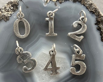Sterling Silver Number Charms, 1/2" Numeral Charms, Number Jewelry, Baseball Charms, Volleyball charm, Basketball charm, Softball Charm,USA
