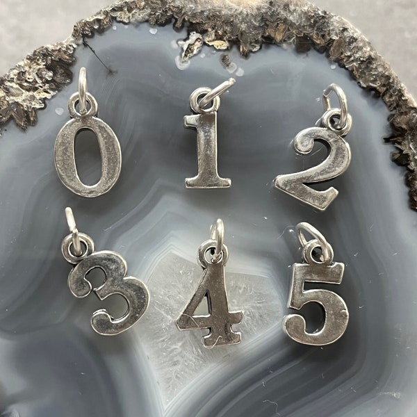 Sterling Silver Number Charms, 1/2" Numeral Charms, Number Jewelry, Baseball Charms, Volleyball charm, Basketball charm, Softball Charm