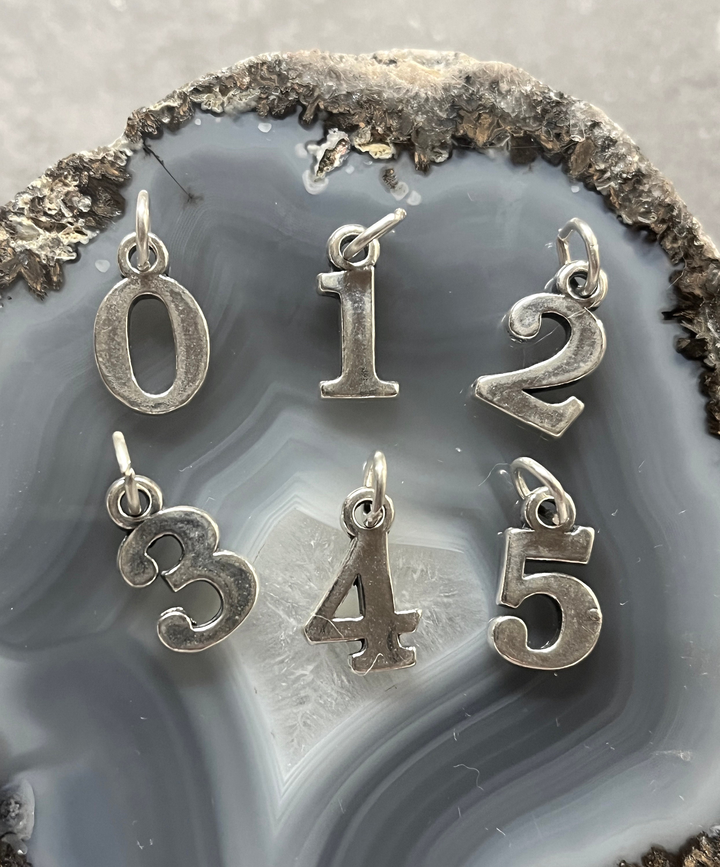Silver Number Charms - you pick number - 1 2 3 4 5 6 7 8 9 0 - Jewelry –  Swoon & Shimmer