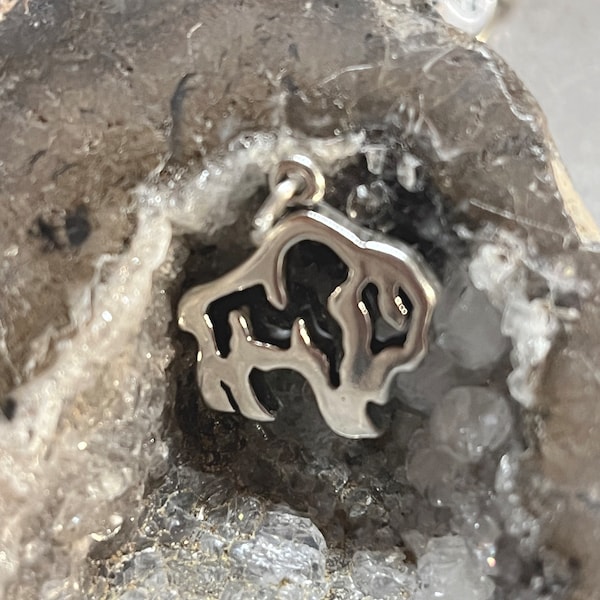 Sterling Buffalo Charm, Sterling Bison Charm,  Western Jewelry, Buffalo mascot charm, Bison mascot charm, Buffalo Jewelry,Yellowstone bison