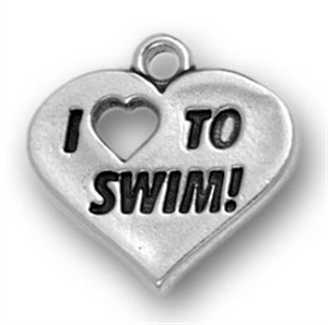 Swimming Charms, Swim Jewelry, Swimming Jewelry, Love to Swim Heart