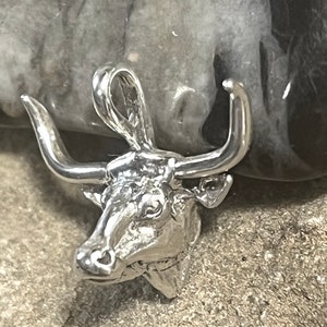Sterling Longhorn charm, Texas Longhorn Charm,  Sterling Steer Charm,  Rodeo Charms, Western Charms, Western Jewelry,Rodeo Jewelry