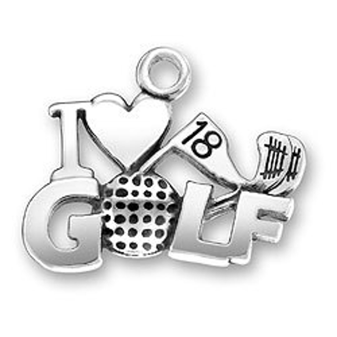 I Love Golf Sterling Silver Golf Charm Golf Jewelry Sterling Etsy