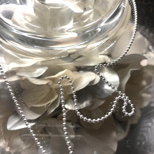 Sterling Silver Bead Chain, Sterling Silver Ball Chain, Beaded Necklace, 1.2mm Ball Chain Necklace, Sterling Silver Necklace. Italian bead