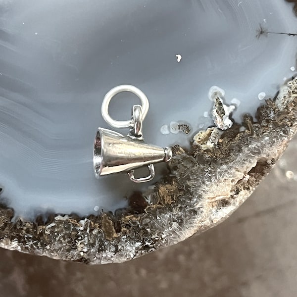 3D Sterling Megaphone Charm, Silver Mini Megaphone charm,Cheer Jewelry,Sterling Cheer Charms,Cheerleading Jewelry,Small Sterling megaphone