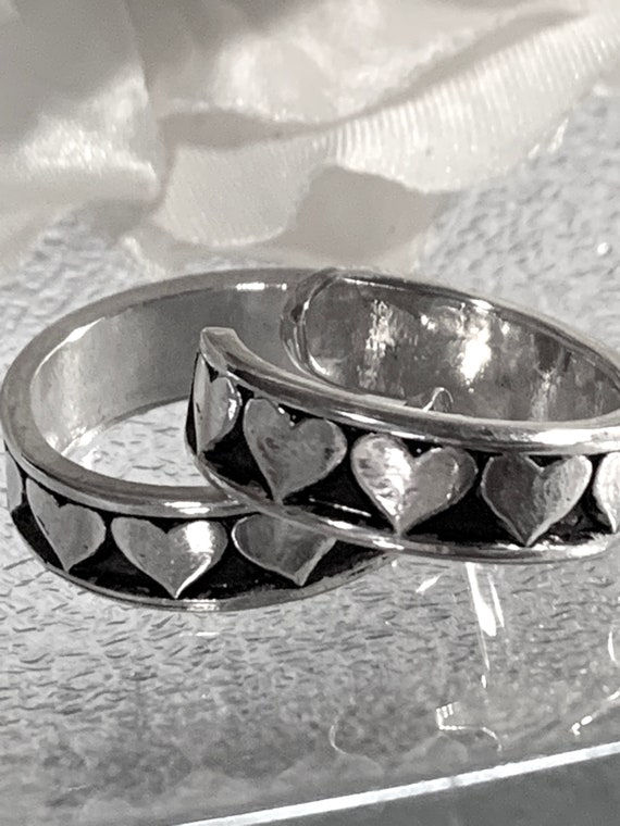 Vintage Sterling Heart Ring, Sterling Love Ring, T