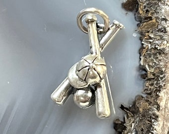 Sterling Baseball Bat, Silver Baseball Jewelry, Silver Softball Charm, Silver softball Charms,Sterling Baseball Charm,Crossed Baseball bats