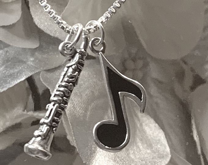 Sterling Oboe Necklace Sterling Oboe Chain Oboe Charm Etsy