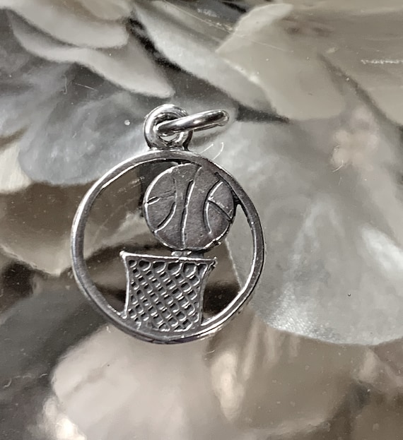 Sterling Basketball Charm, Basketball Jewelry, Sterling Silver