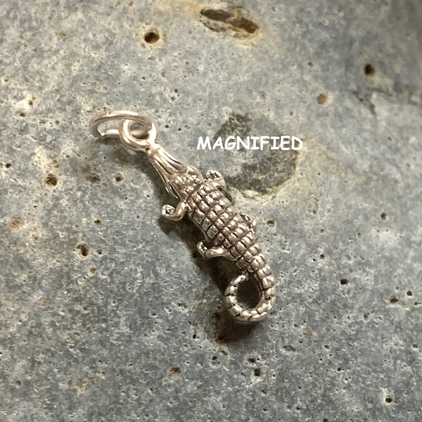 Sterling Alligator charm, Sterling TINY Crocodile charm, Gator charm, Silver Alligator jewelry, Silver Crocodile charm, Florida alligator