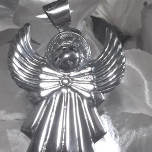 Vintage Sterling Silver Angel Pendant, Sterling Angel Charm, Sterling Angel Jewelry, Angel Pendant, Large Angel jewelry
