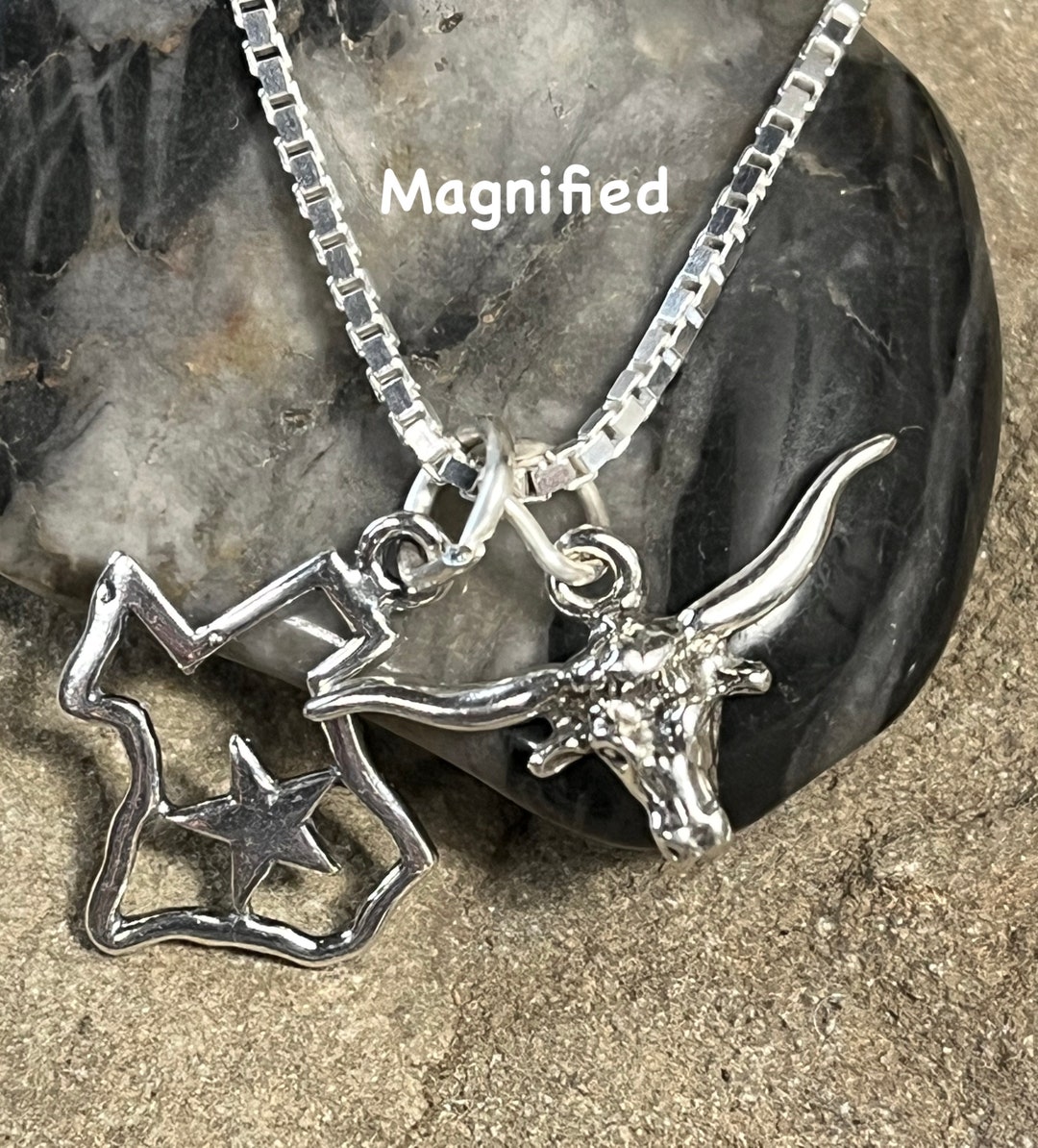 Texas Longhorn Necklace Sterling Longhorn Charm Sterling Etsy