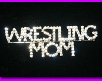 Wrestling Mom Crystal Pin, Wrestling Jewelry. Wrestling Mom, Wrestling Jewelry, Wrestling Charms
