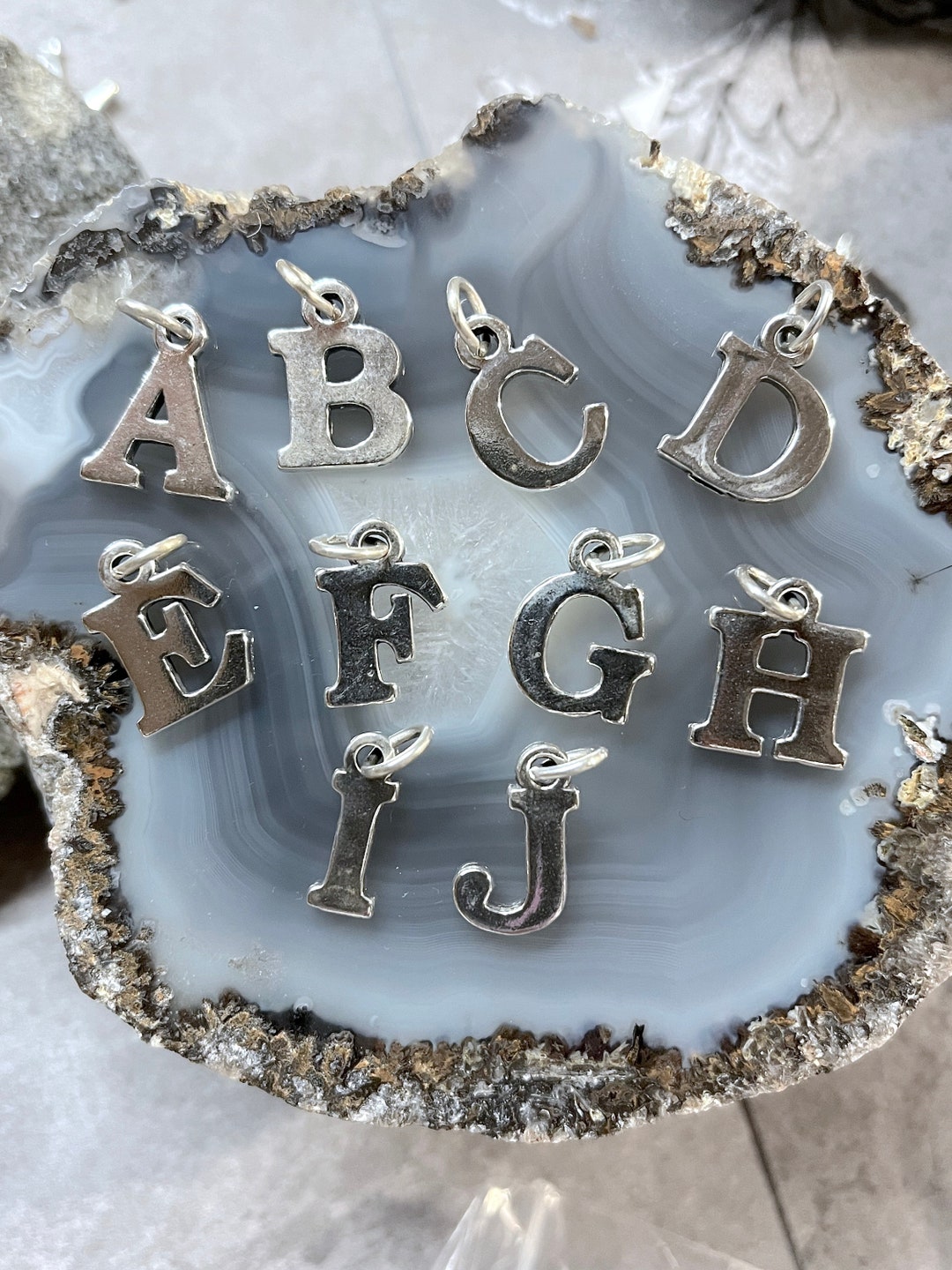 Sterling Alphabet Charms,sterling Silver Initial Charms,letter Pendants ...