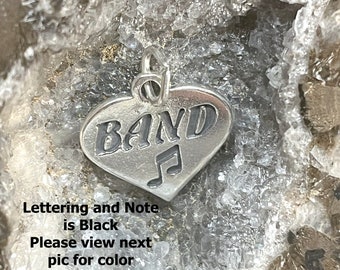Sterling Marching Band Charm, Silver Heart Band Pendant, Marching Band Jewelry, Sterling Heart pendant, Band mom gifts, Drum Major charm