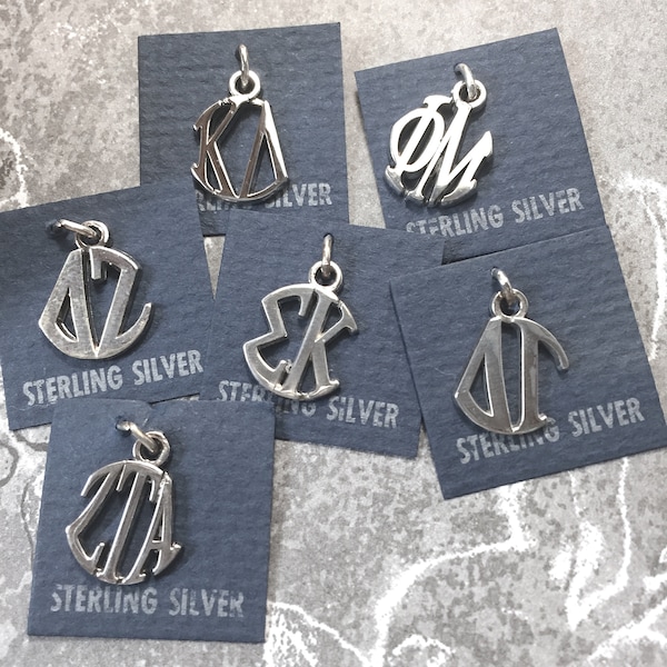 Sterling Sorority Jewelry, Sterling Lavaliers, Sterling Silver Greek charms. Sterling Silver Greek Letters, Sterling Sorority Charms